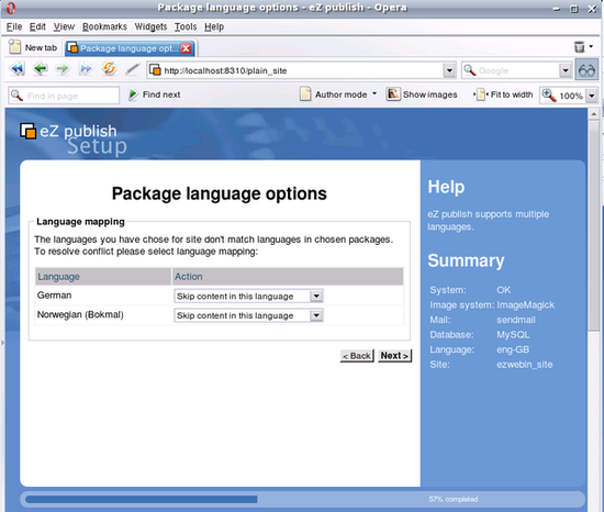 Package language options