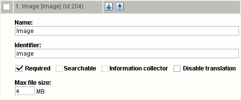 Class attribute edit interface for the "Image" datatype.