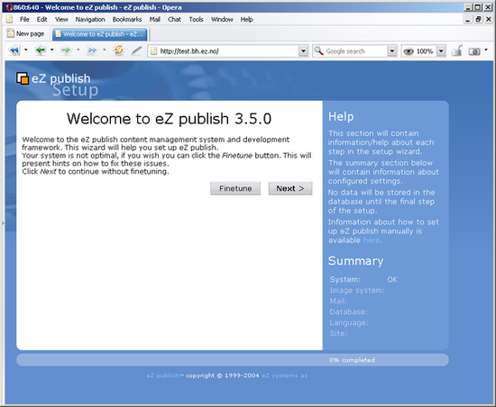 Setup wizard - step 1