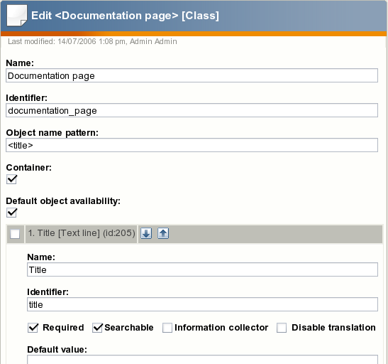 The class edit interface.