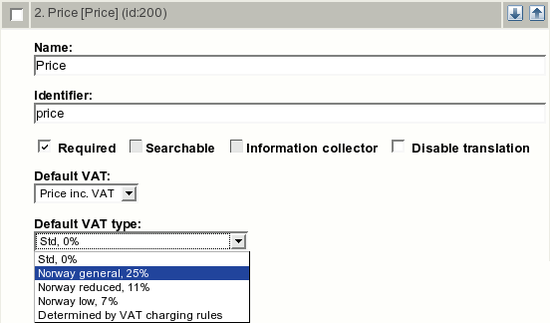 Setting the default VAT type on the class level.