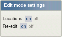 Edit mode settings.