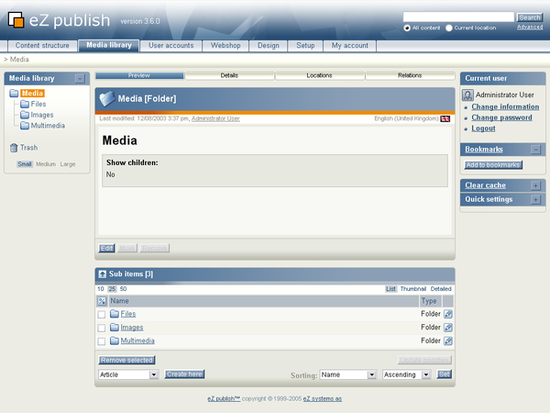 The "Media library" tab.
