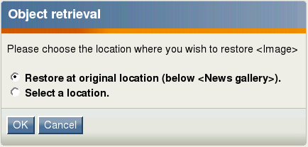 The "Object retrieval" interface