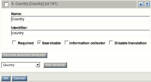 Class attribute edit interface for the "Country" datatype.