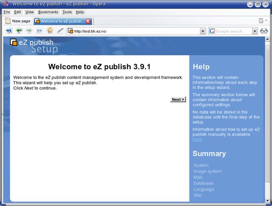 Setup wizard - step 1