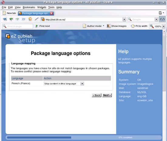 Package language options