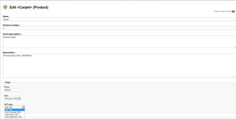 Assigning VAT to Product