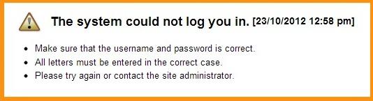 Failed Login Message