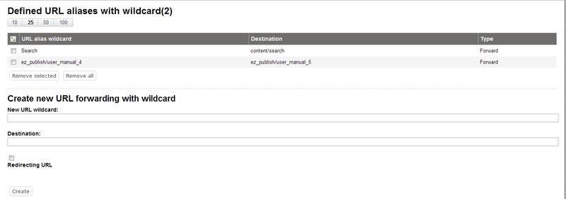Managing Wildcard URL Aliases