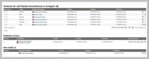 Version Management Interface